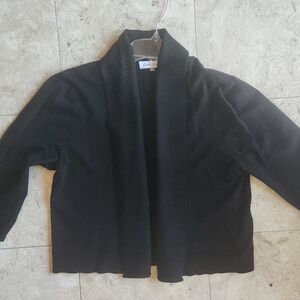 C46 Calvin Klein sweater shrug waist length cardigan Black 3/4 length sleeves